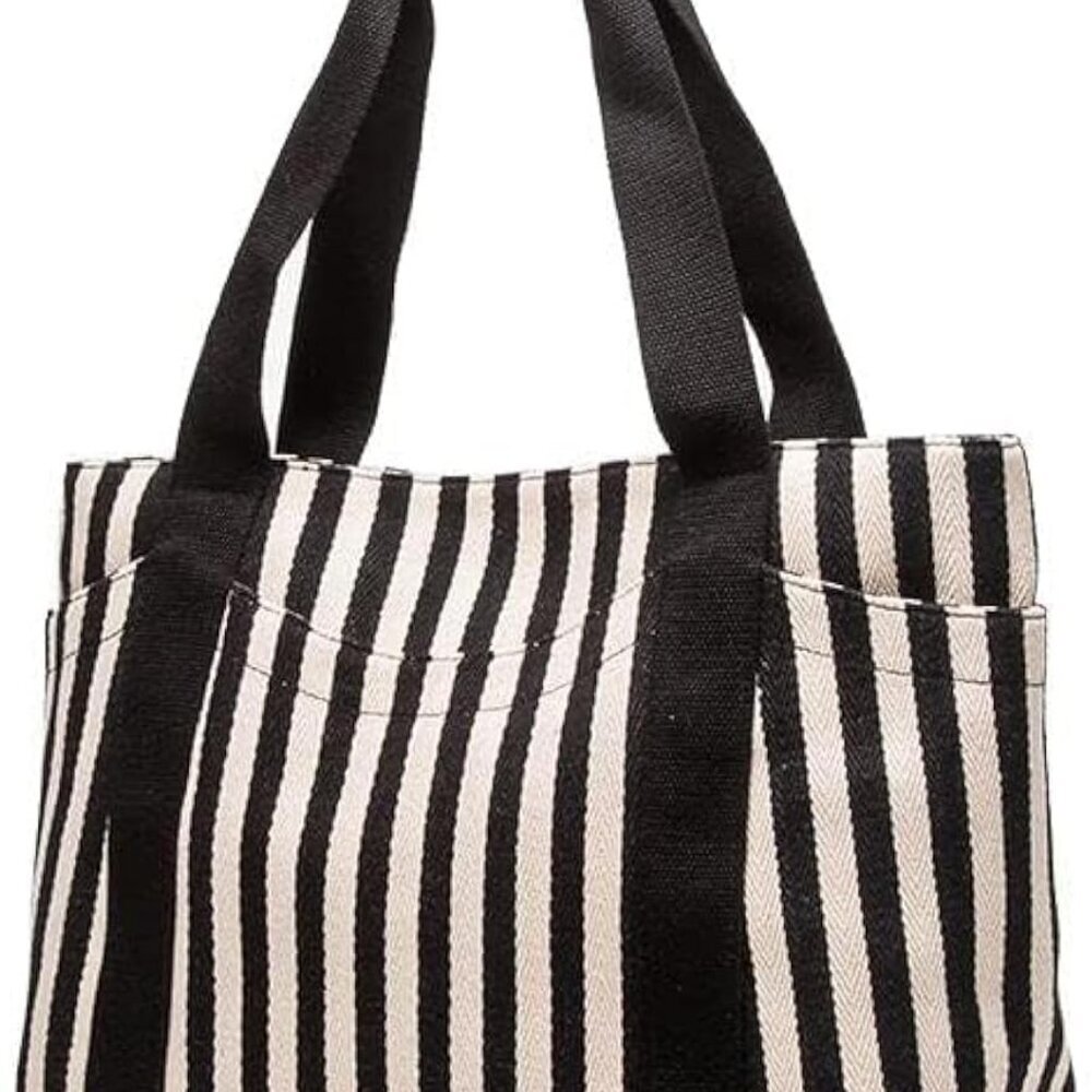Medium Tote Bag for Women, Canvas Purses Handbags with Multi-Pocket & Zippers, S